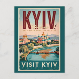 Carte Postale Illustration de la skyline de Kiev en Ukraine, Art