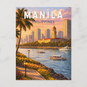 Carte Postale Illustration de la skyline de Manille Philippines