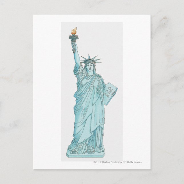 Carte Postale Illustration de la statue de la liberté (Devant)