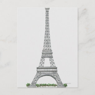 Carte Postale Illustration de la Tour Eiffel à Paris, France.
