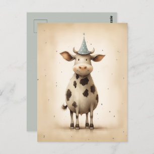 Carte Postale Illustration de la vache heureuse