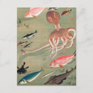 Carte Postale Illustration de la vie marine du poisson et de la 