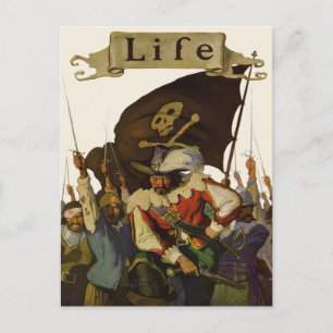 Carte Postale Illustration de la vie vintage des pirates