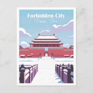 Carte Postale Illustration de la ville interdite Chine Travel Pl