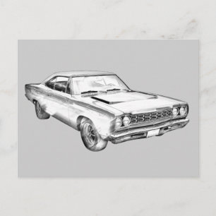 Carte Postale Illustration de la voiture de course à pied Plymou