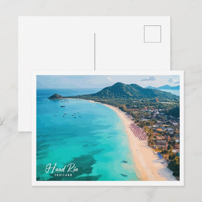 Carte Postale Illustration de la vue aérienne Haad Rin Thailand (Devant / Derrière)