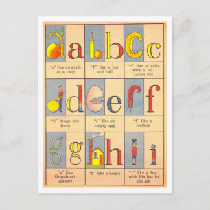 Carte Postale Illustration de l'alphabet vintage