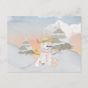 Carte Postale Illustration de l'animal de neige Snowman