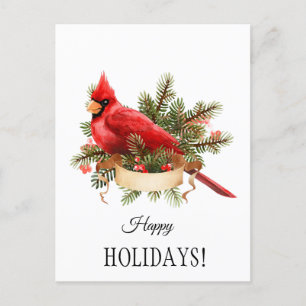 Carte Postale Illustration de l'aquarelle cardinale rouge
