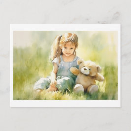 Carte Postale Illustration de l'aquarelle de l'ours en peluche m