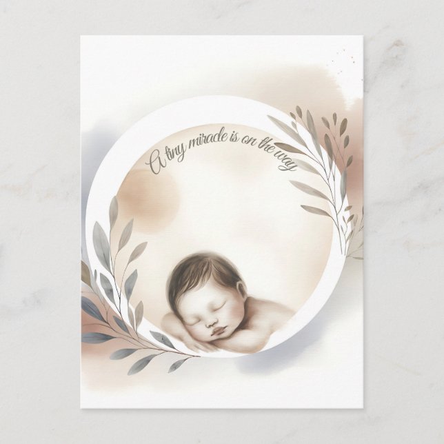 Carte Postale Illustration de l'aquarelle du bébé dormant (Devant)