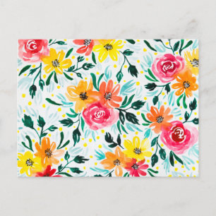 Carte Postale Illustration de l'aquarelle florale féminine moder