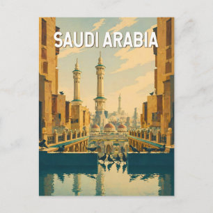 Carte Postale Illustration de l'Arabie saoudite Voyage Art Vinta