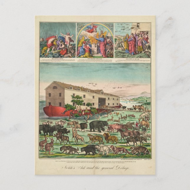 Carte Postale Illustration de l'arche de Noé et du déluge généra (Devant)
