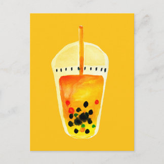 Carte Postale Illustration de l'art du thé Boba Bubble