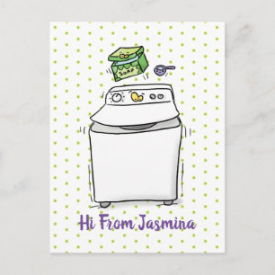 Carte Postale Illustration de lave-linge mignonne