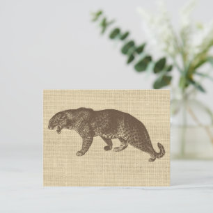 Carte Postale Illustration de léopard vintage sur Burlap