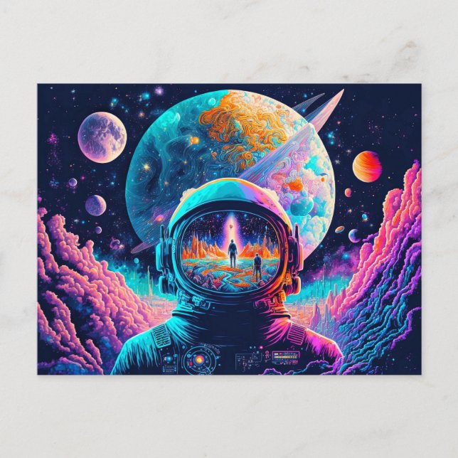 Carte Postale Illustration de l'espace et au-delà (Devant)