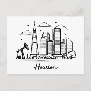 Carte Postale Illustration de ligne noire Houston