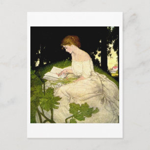 Carte Postale Illustration de magazine d'une femme lisant