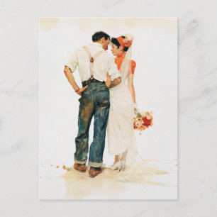 Carte Postale Illustration de mariage Romance Rustique
