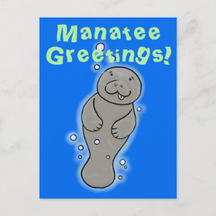 Carte Postale Illustration de mignonne manatee
