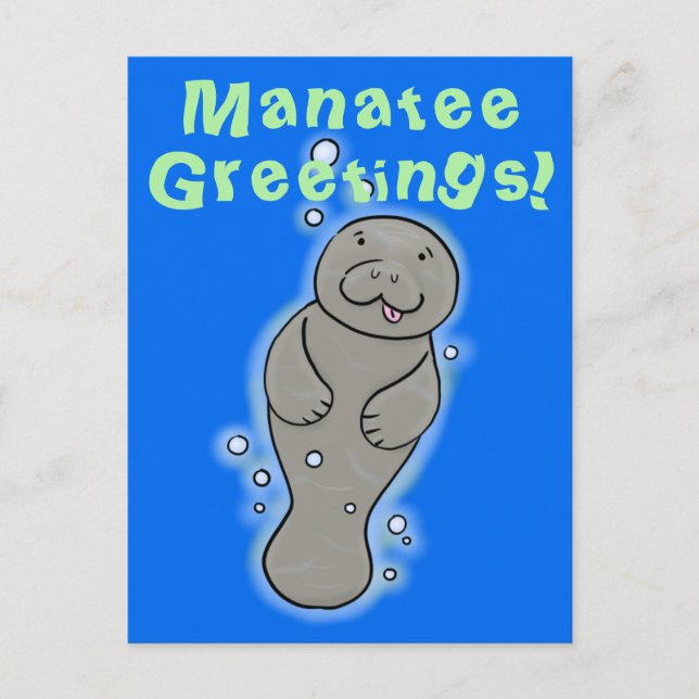 Carte Postale Illustration de mignonne manatee (Devant)