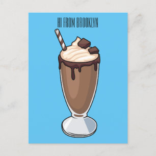 Carte Postale Illustration de milk-shake au chocolat