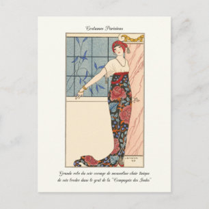 Carte Postale Illustration de mode Art déco français Barbier