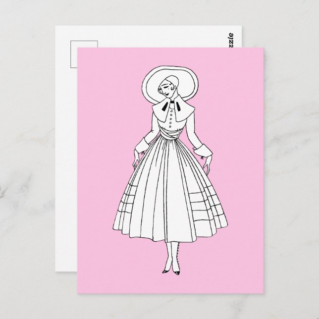 Carte Postale Illustration de mode de Georges Barbier des années (Devant / Derrière)