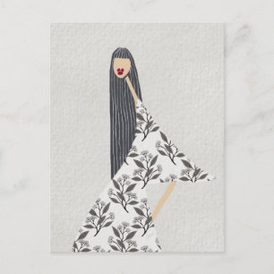 Carte Postale Illustration de mode féminine florale glamour