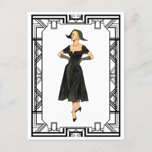 Carte Postale Illustration de mode rétro du soir les années 50 v