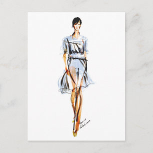 Carte Postale Illustration de mode   Robe Chloe Pastel Chiffon