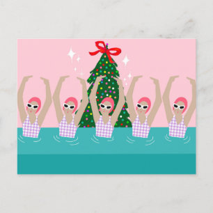 Carte Postale Illustration de nageurs artistiques Noël