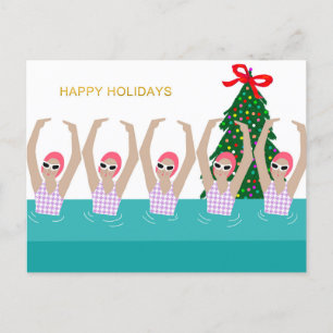 Carte Postale Illustration de nageurs artistiques Noël