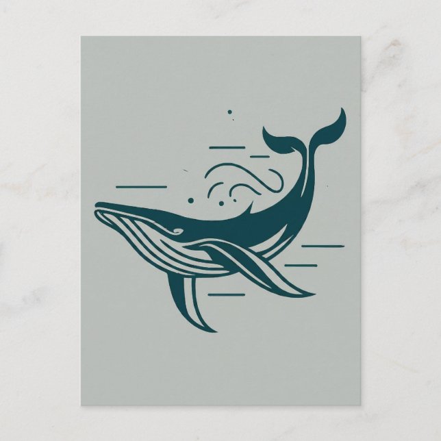 Carte Postale Illustration de natation de baleine bleue (Devant)