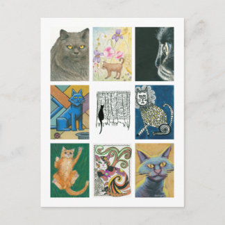 Carte Postale Illustration de neuf chats multiples