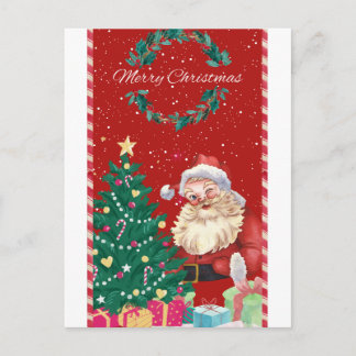 Carte Postale 🎄 Illustration de Noël de Père Noël mignon – Fest