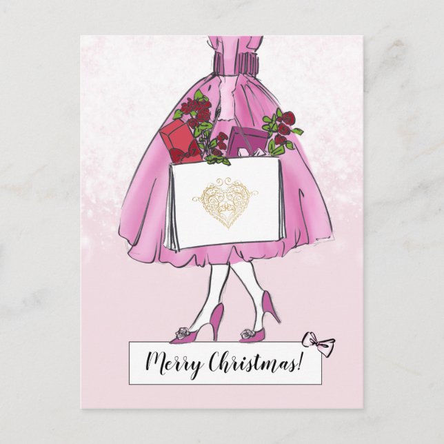 Carte Postale Illustration de Noël Vintage (Devant)
