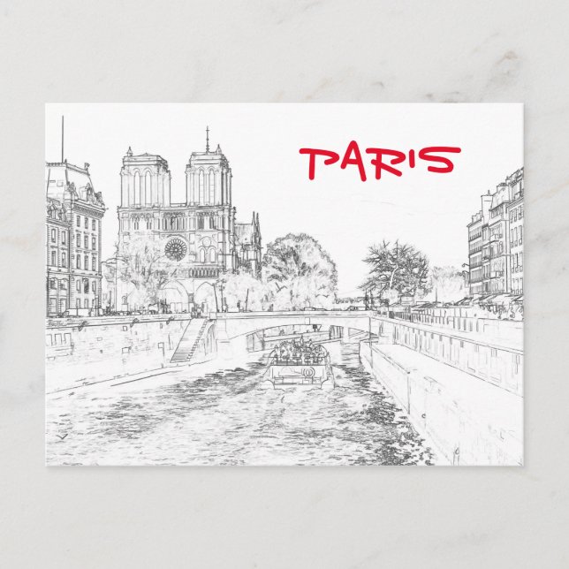 Carte Postale Illustration de Notre Dame de Paris (Devant)