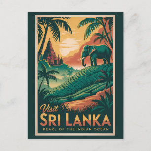 Carte Postale Illustration de paysage de Sri Lanka Art de voyage