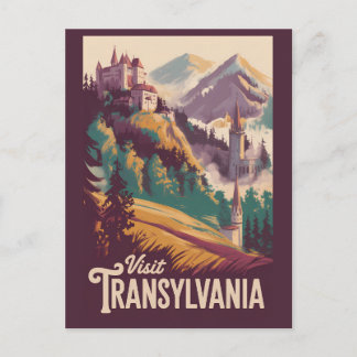 Carte Postale Illustration de paysage de Transylvanie Art de voy