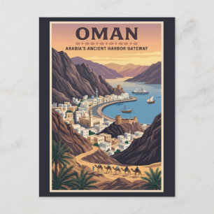 Carte Postale Illustration de paysage d'Oman Art de voyage vinta