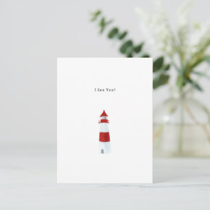 Carte Postale Illustration de phare à l'aquarelle avec texte I S