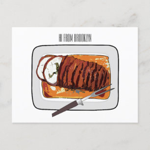 Carte Postale Illustration de poitrine de dinde rôtie