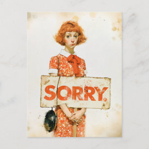 Carte Postale Illustration de portrait d'excuse vintage