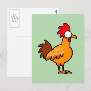 Carte Postale Illustration de poulet de dessin animé drôle