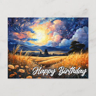 Carte Postale Illustration de prairie panoramique vibrante