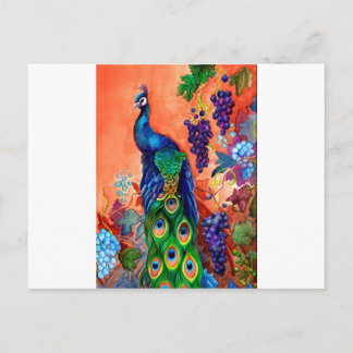 Carte Postale Illustration de raisin de paon