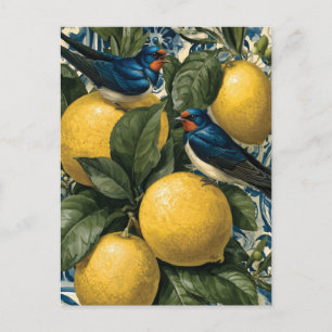 Carte Postale Illustration de style méditerranéen d'hirondelles 
